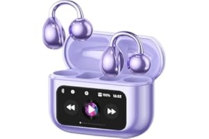 ZOMBIES CAT Auricolari Open Ear Clip-on con Schermo Touch Intelligente – Cuffie Bluetooth 5.4, Audio HiFi, Controllo Musicale & Volume, Auricolari Bluetooth per Sport,M100 Viola