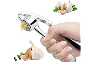 SALADOCY Prensa de Ajo de Cocina, Trituradora de Jengibre, Prensa de Ajo Para Extraer MáS Pasta de Ajo, Plateado