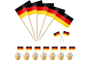 KAHOUI 200 Pièces Drapaux Cure Dent Allemand, Cure Dents en Bois avec de Drapeau Allemand, Mini Drapeaux Allemands, pour Décoration Jeux Olympiques 2024 Decoration Anniversaire Jeux Olympiques