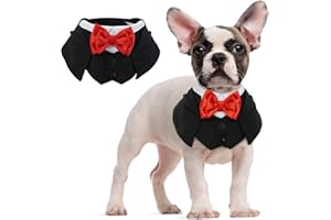 MHaustlie Smoking per cani, colletto con papillon per cani, bandana regolabile con papillon, outfit da San Valentino per cani, cosplay per cani di piccola, media e grande taglia