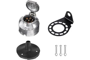 XUEYI Kit Prise Remorque 7 Broches Femelle Metal, avec Joint Arrière et Support, Selon ISO 1724, 12V Prise Remorque 7 Broches Etanche, Prise Remorque 7 Poles, Prise 7 Broches pour Remorque Voiture