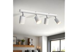 Sweier 4 Way Rotatable White GU10 Ceiling Spotlight, Warm White 3000K Angle Adjustable 5W Spotlight Bar (Bulb Included), 360° Adjustable