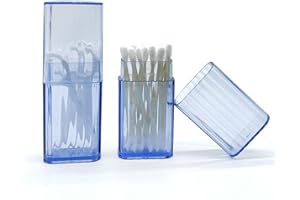 SwirlColor Rangement Coton Tige, 2 Pièces Mini Boite à Coton Tige de Voyage Portable en Plastique Boite Tige Transparent - Tige Bandeau à cheveux Cure - Dents (Bleu)