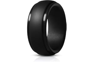 JewelryWe Anillo de Caucho de Silicona para Mujer Hombre Negro
