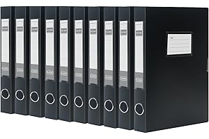 SOYIRI Lot de 10 Boîtes de Classement A4 en Plastique, Dos de 40 mm, Boîte à Archive pour bureau, école – Noir