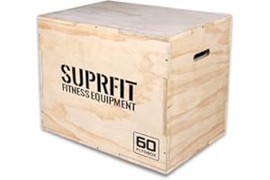‎SF SUPRFIT SUPRFIT – Plyo Box Holz – Sprungbox für plyometrisches Training, Sprungkrafttraining & Crossfit – Jump Box mit 3 Sprunghöhen 50 x 60 x 70cm – bereits vormontiert (Schwarz, Weiß & Braun)