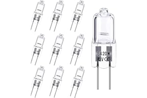 Rpanle G4 12V 20W Halogen Leuchtmittel, 10er Pack Halogenglühbirne Dimmbar Warmweiß 3000K, 2 Pin klare Kapsellampen für Dunstabzugshauben Küchen Wohnzimmer Schlafzimmer
