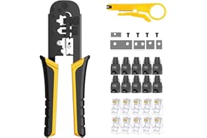 MAYLINE-TECH MAYLINE RJ45 Strumenti Kit di Rete Professionali, CAT5/CAT6/RJ11/RJ12 Crimping Toolper Cavi di Rete a Crimpare Kit LAN Tester, Pinza Crimpatrice (Arancione)