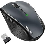 TECKNET 2.4G Classic Wireless Mouse - 4800 DPI -6 Adjustment Levels - Nano USB wireless receiver - Grey