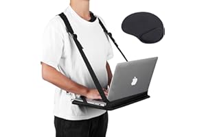 ALPHABET WONDERS Laptop Harness - Adjustable Walking Laptop Desk - Compatible with Laptops, Tablet, Notepad, MacBook (up to 14") - Includes Memory Foam Mouse Pad