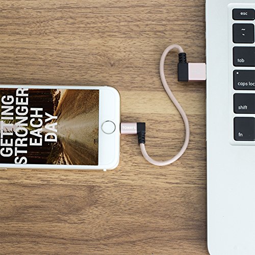 iPhone Ladekabel Toways Lightning Kabel [Apple MFi zertifiziert] 90 Grad Winkel Stecker 0.15m Nylon USB Datenkabel für iPhone 7 / 7 Plus / 5 / iPhone 6 / iPhone SE / 6 / 6 Plus / 6s / 6s Plus / 5 / 5c / 5s, iPad Pro Air Air 2 mini2 mini3 4th Gen, iPod Nano 7th Gen, DJI Mavic Pro Drone, Power Bank – Rose Gold - 7