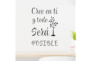 CREATIVASS Vinilo Decorativo Pared Cree En Tí Y Todo Será Posible Vinilo Adhesivo Decorativo Cristales Muebles Cocina Salón Dormitorio Comedor Pegatina Ventana Vinilo Habitación Espejo Frases (40X60, NEGRO)