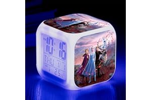 ZZTX FASHION Enfant Chambre Réveil, Chevet Réveil avec 7 Couleurs Veilleuse, Mini Music Réveil avec 8 Sons, Cadeau pour Les Filles Garçons,I