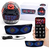 Coverzone Motosiklet Kaskı LED Panel - Bluetooth Uygulamalı, USB Şarjlı, Programlanabilir Arka Işık & Sinyal G&ouml;sterge Ekranı,