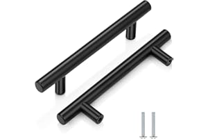CCHONG 2 Pack Kitchen Cupboard Handles Stainless Steel Kitchen Door Handles Brushed Cabinet Handles Wardrobe Handles Drawer Handles (Black, Hole Centre 96mm)
