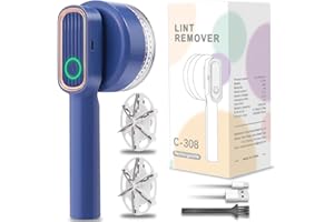 GBARAN Lint Remover, Fabric Shaver Electric Bobble Remover for Clothes, USB Charging Fluff Remover Sweater Shaver with 2 Replacement Heads for Clothes Fabric
