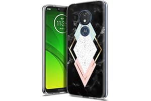 Pnakqil Moto G7 Power Case, Transparent Clear with Stylish Patterned Ultra Slim Protective Shockproof Soft Gel TPU Silicone Back Cover Skin Cases for Motorola Moto G7Power, Marble quadrilateral