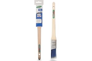 Axus Decor Precision Angled Paint Brush (Blue Color) - 1"/25mm - Synthetic Filaments, Angled for cutting in with emulsion, Hardwood Handles, Rust-Resistant Stainless Steel