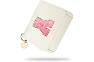JEKUGOT Girls Wallet, Initial Women's Wallets, White Small Wallet for Kids with 5 Card Slots Holder, Personalised Purses Gifts for Girls and Women, Birthday Gift, Christmas Gifts, Travelling Wallets Gift (A)