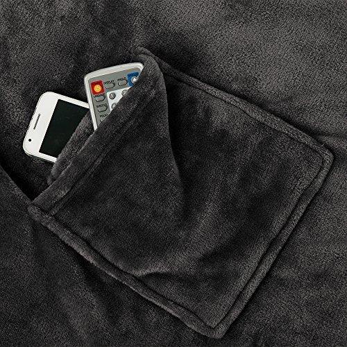 Gözze Premium Kuscheldecke mit Ärmel, 150 x 240 cm, mit Brusttasche, Schwarz, 88765-94-150240 - 3