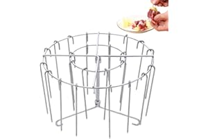 GENÉRICO Grill Rack for Air Fryer, Stainless Steel Vertical Barbecue Rack | Vertical Kitchen Kebab, Barbecue, Chicken, Meat, Bacon Skewers (Grill, Roasted Chicken, Bacon Skewers)