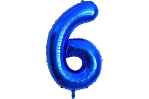 YOOLLY 40 Inch Dark Blue Foil Number Balloons, Large 6 Number Balloons for Birthday Party Decor Anniversary Decoration