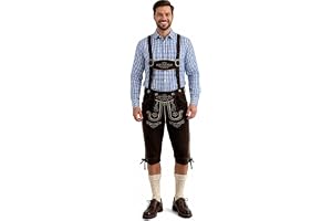 TR Martha Lederhosen i knälängd för män, eleganta kostymbyxor, storlek 40–60, långa lederhosen med hängslen för män, Oktoberf