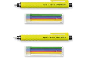 Koh-I-Noor S128 - Craie de Tailleur avec Support et 6 craies de Couleur (Vert, Violet, Bleu, Rouge, Jaune, Blanc) - Ensemble de 2 avec 2 Supports et 6 craies de Rechange chacun