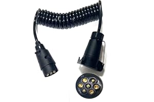 ‎JVJ JVJ Anhänger 7 auf 7 Polig Verlängerung Kabel 3.0m Spiralkabel Anhängerkabel Adapter Spiralkabel Auto Anhänger Wohnwagen Wohnmobil