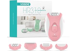 VOGOE Depiladora Electrica Mujer,Maquina Depilar 4 en 1 con 2 Velocidades, Recargable e Inalámbrica, 21 Pinzas Cubiertas, epilator para Cara Piernas Brazos Axilas Bikini, Rosa HR310