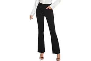 adorence Pantalon Femme Chic et Élégant Bootcut Extensible - Pantalon Tailleur Femme avec Taille Élastique - 4 Poches Pratiques - Casual, Affaires et Quotidien 73cm/78cm