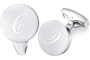 Honey Bear Carta Inicial Alfabeto Gemelos - Acero Inoxidable para la Camisa de los Hombres Regalo de Boda del Negocio,plata