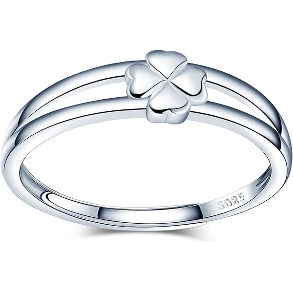Kerraom Ring met klavertje vier 925 zilver, voor dames, emaille, groen