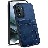 Zebana Samsung Galaxy A55 ile Uyumlu Kılıf Zebana Kartlıklı L&uuml;x Deri Kılıf Lacivert