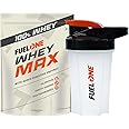 FUELONE Whey Max (Mango, 1kg / 2.2lbs) with Shaker (Black, 500ml) | Whey Protein Concentrate & Whey Protein Isolate | 27g Protein