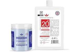 CONTROL WIG Hair Bleach Kit – Blue Bleach Powder 80g + Cream Peroxide 6% 20 Volume 250ml – Professional Hair Lightening, Highlighting & Hair Coloring Kit for Salon & Home Use by ETERNAL BEAUTY