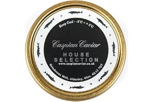 Caspian Caviar House Selection 50g | Premium Siberian Baerii Sturgeon | Rich, Nutty Flavour with Dark Eggs | Malossol Lightly Salted | Specially Selected by Caspian Caviar