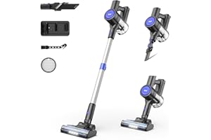 INSE Aspirapolvere Senza Fili, 235W/25Kpa Scope Elettriche Potente, Motore Senza Spazzole, 40Min Autonomia, Anti-groviglio, 6 in 1 Leggero Aspirapolvere Senza Sacco per Peli di Animali Pavimenti Duri