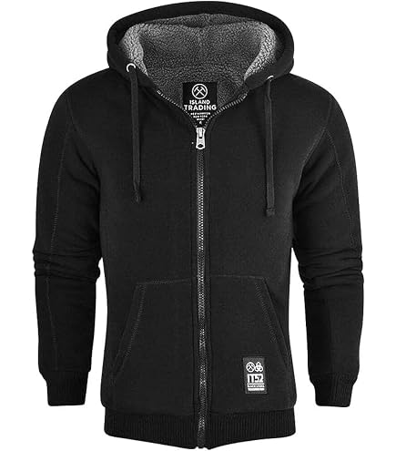 Skyrim Men's Sherpa Lined Hoodie - Heavyweight Fleece Zip Up, Thick Winter Coat, Side Zipper Pockets