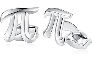 HONEY BEAR π Physics Mathematics Maths Symbol Cufflinks for Men Shirt,Stainless Steel for Business Wedding Gift Silver
