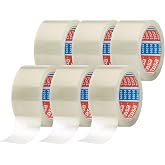 tesa 64014 PP Packing Tape - Transparent - 6 Rolls - 66m x 50mm | Packaging Tape for Light Packages - Resists UV, Temperature