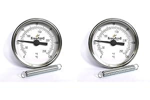 VVR Freeford Instrumentation UK Pair of Pipe Thermometers for Radiator Balancing - Higher Accuracy 63mm 0/120 C/F with springs