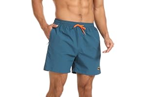 JustSun Bañador Hombre con Bolsillo Cremallera Surferos Impermeable Secado Rápido con Forro de Malla