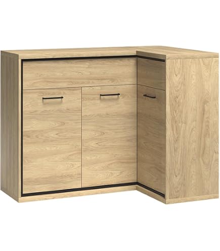 Lomadox Eckkommode Sideboard Eckschrank Kommode Wohnzimmerschrank Anrichte Aufbewahrunsschrank rechts in braun in Eiche Küche, Haushalt & Wohnen