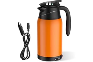 BORDEAG Wasserkocher Auto Wasserkocher 12V, 1000ml für Auto Edelstahl, Temperaturanzeige, Reisewasserkocher, Zigarettenanzünder, tragbar, Auslaufsicher