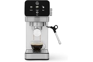 Swan SK22153 Mini Digital Espresso Coffee Machine, Digital Touch Controls with 3 Pre-Sets, 20 Bar Pressure, Built-in Milk Frother, Compact Design, Stainless Steel