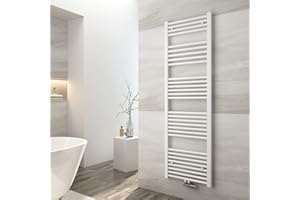 EMKE Badheizkörper Gerade 1600x500 mm - Handtuchheizkörper mit Mittelanschluss, Effizienter Handtuchwärmer Handtuchtrockner Heizkörper für Bad, Weiß, 654W