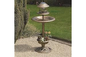 Other NEW BRONZE OUTDOOR BIRD FEEDER BATH SOLAR LIGHT WEATHER RESISTANT GARDEN HOTEL