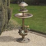 NEUF bronze extérieur Mangeoire pour oiseaux Baignoire LUMIÈRE SOLAIRE RÉSISTANT AUX INTEMPÉRIES Jardin Hôtel