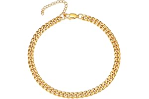 PROSTEEL Tobillera de Mujer Playa Piscina Pulsera Metal Acero Inoxidable 22cm+5cm Largo, Forma Corazón/Cadenas Cubanas/Fígaro/Venecianas